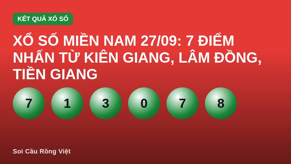 Xổ số miền Nam 27/09: 7 điểm nhấn từ Kiên Giang, Lâm Đồng, Tiền Giang