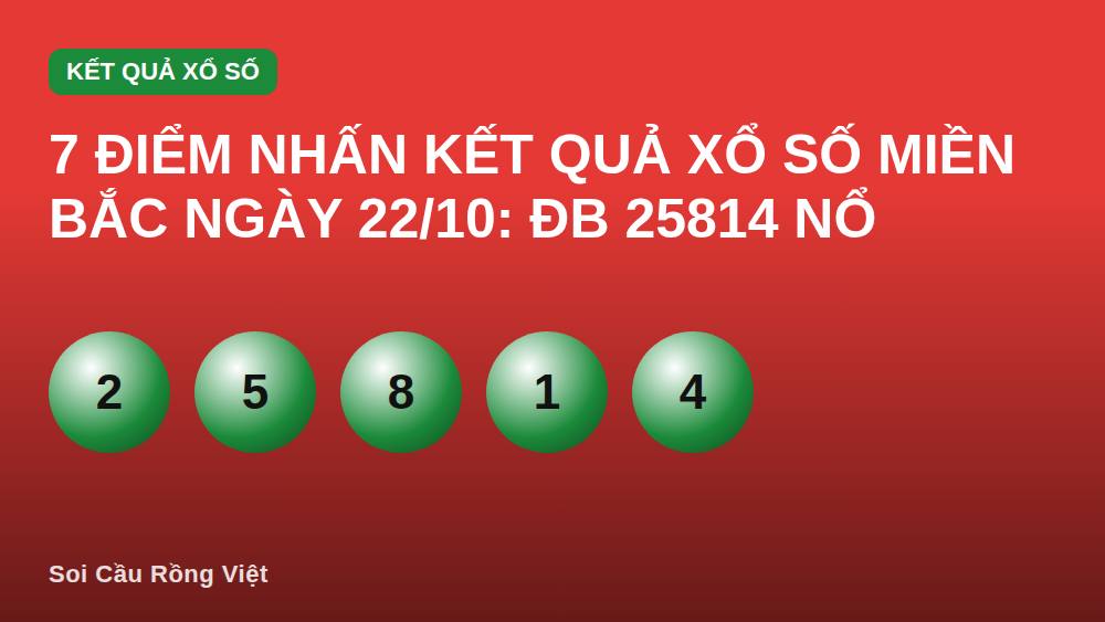 7 điểm nhấn kết quả xổ số miền Bắc ngày 22/10: ĐB 25814 nổ