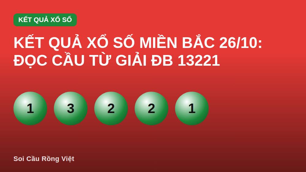 Kết quả xổ số miền Bắc 26/10: đọc cầu từ giải ĐB 13221
